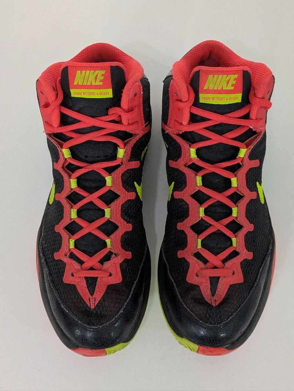 Nike Zoom Without A Doubt Basketball Sneakers - Size 9 Mens - Black Volt Crimson